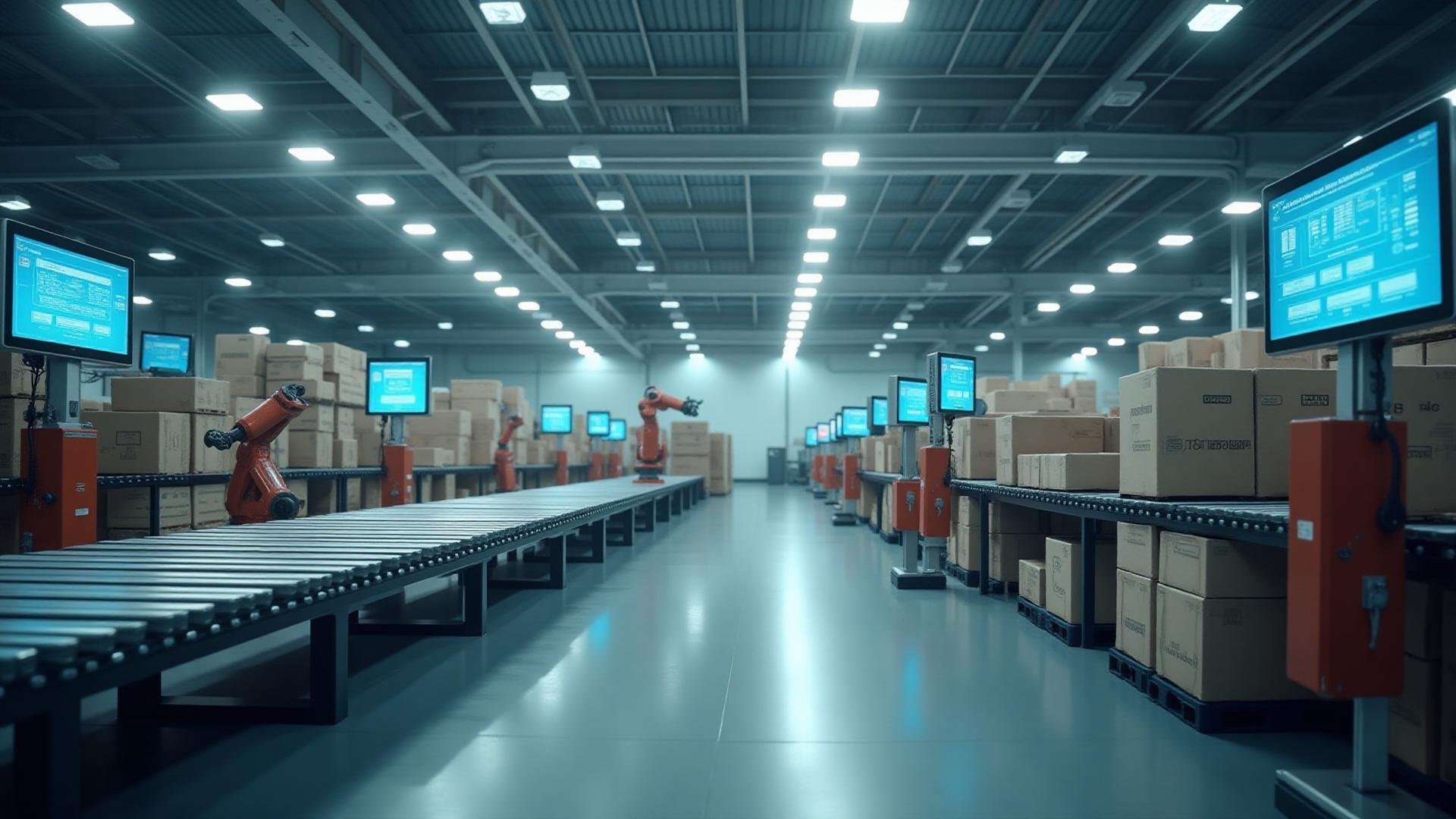 Lagerhalle mit Regalen und Logistik – WMS für Speditionen